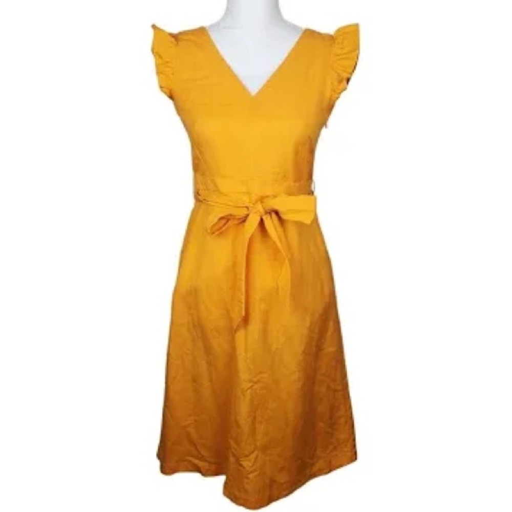 Loft Yellow Linen Tie Back Dress NEVER WORN